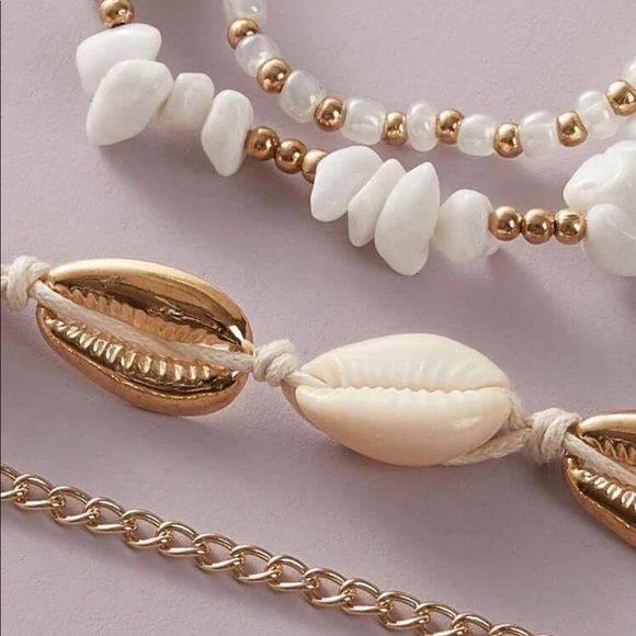 Cowrie Shell & Bead Anklets 4pcs - Picture 4 of 4